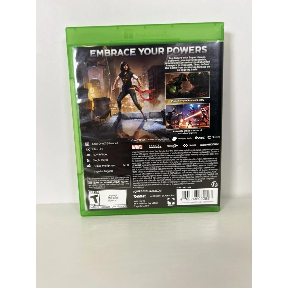 Marvel's Avengers Xbox One Game – Disc, Case & Manual Complete CIB Tested